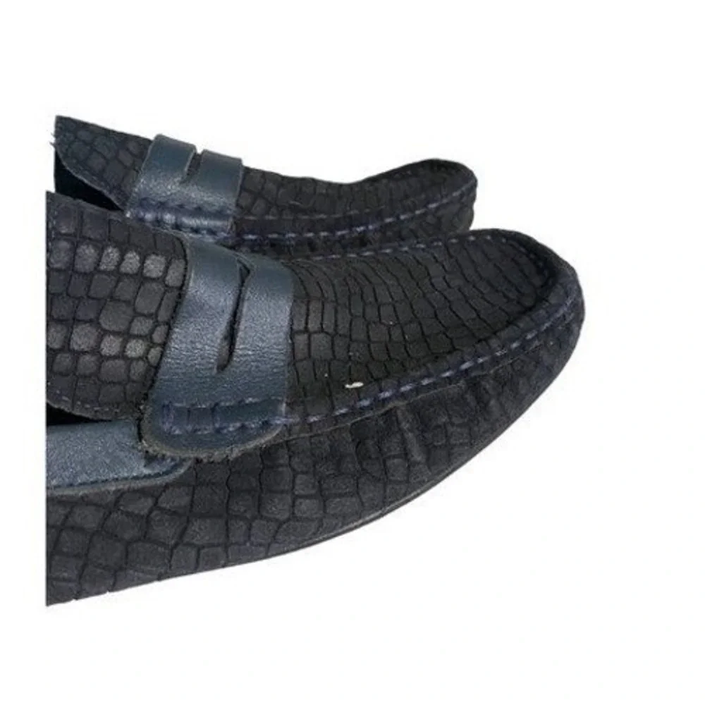 Martinetto Mens Black Snakeskin Embossed Leather Loafers‎ Slip On Shoes 42